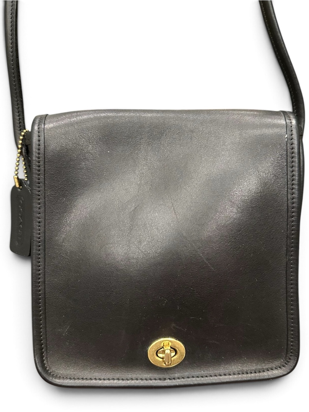 Vintage Coach Compact Pouch Navy Glovetanned Leather Crossbody NYC Made USA